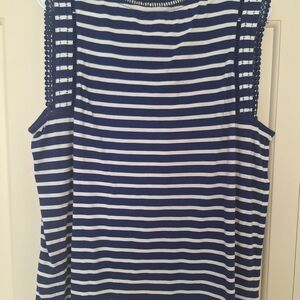 Navy Striped Sleeveless Top
